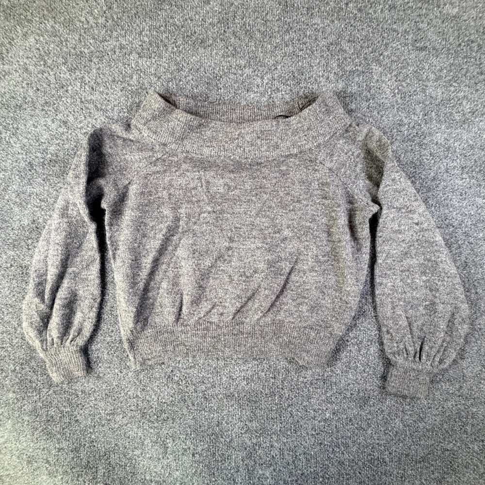 Divided H&M Cropped Sweater Womens S Heather Gray Raglan Sleeve Off Shoulder‎